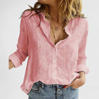 Isabella | Relaxed V Neck Blouse with Button Front - Lumina