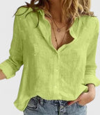 Isabella | Relaxed V Neck Blouse with Button Front - Lumina