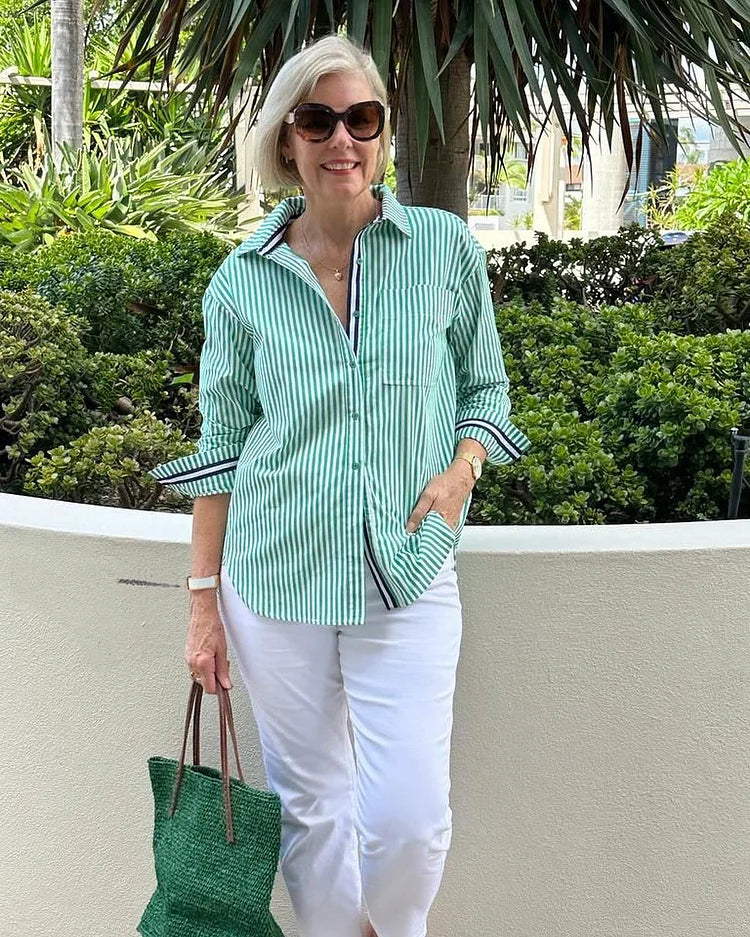 Jasmine | Timeless Striped Button Shirt with Relaxed Fit - Lumina