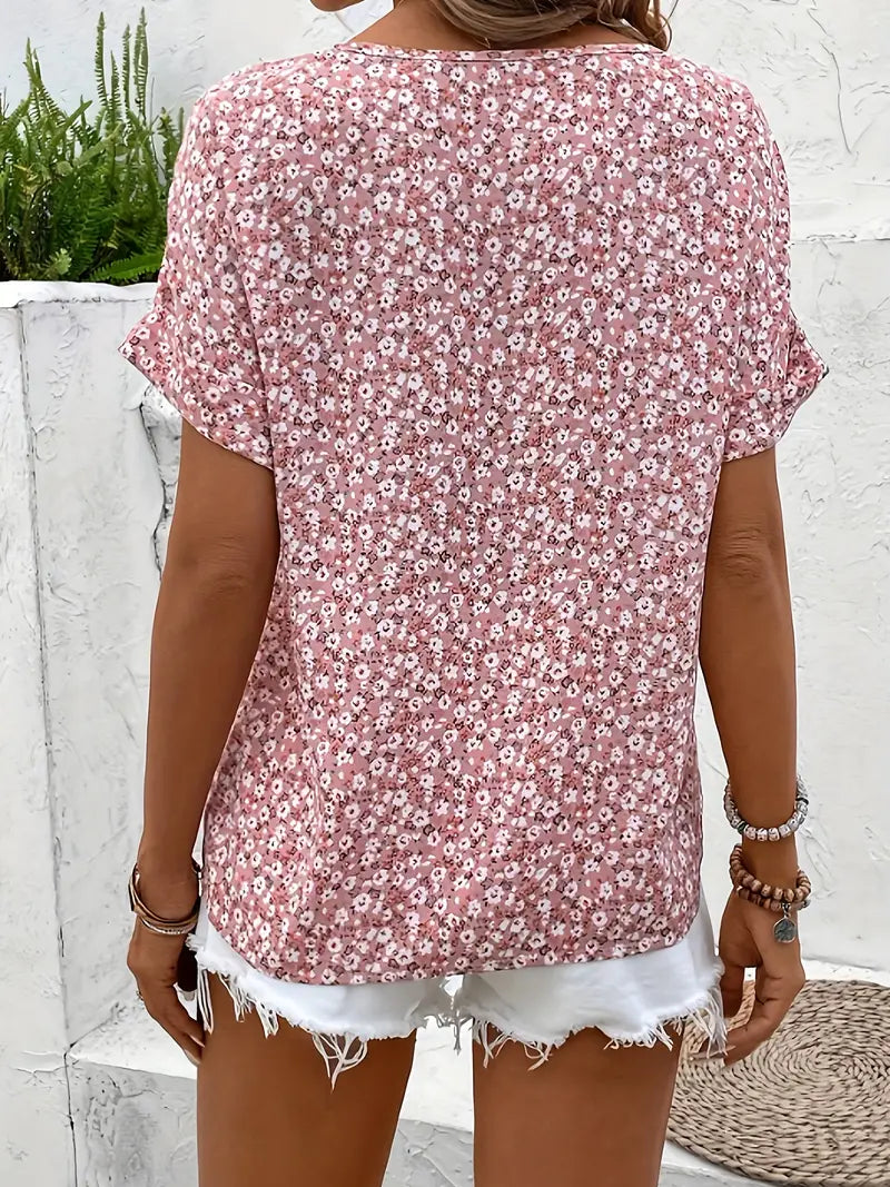 Joanna | Relaxed Floral Blouse with Button Front - Lumina