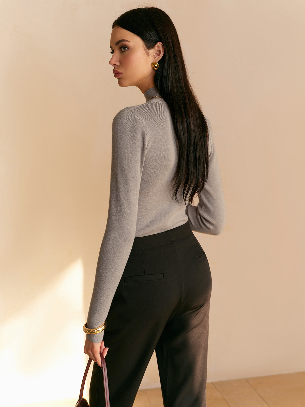 Maisie | Elegant Mock Neck Design + Womens Top with Relaxed Fit - Lumina