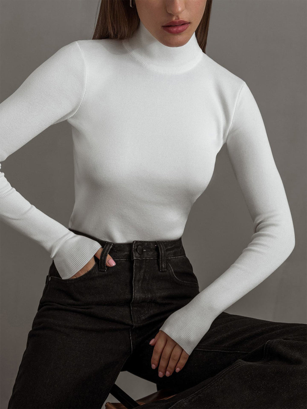 Maisie | Elegant Mock Neck Design + Womens Top with Relaxed Fit - Lumina