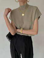 Michelle | Modern Mock Neck Casual Top with Tailored Fit - Lumina