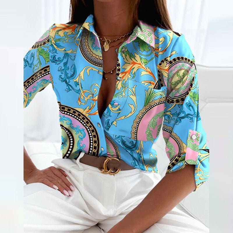 Peyton | Bold Patterned Relaxed Fit Blouse for Women - Lumina