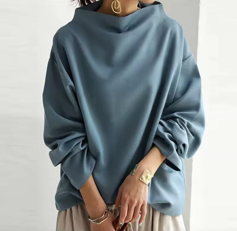 Rachel | Elegant High-Neck Top with Long Sleeves - Lumina