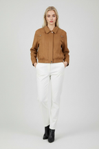 Victoria | Elegant Brown Bomber Jacket with Versatile Design - Lumina