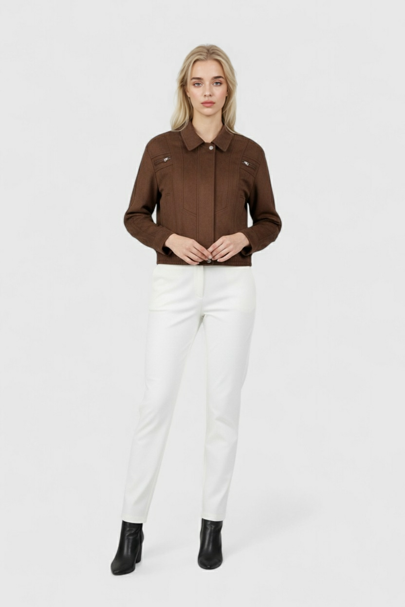 Victoria | Elegant Dark Brown Bomber Jacket with Versatile Style - Lumina