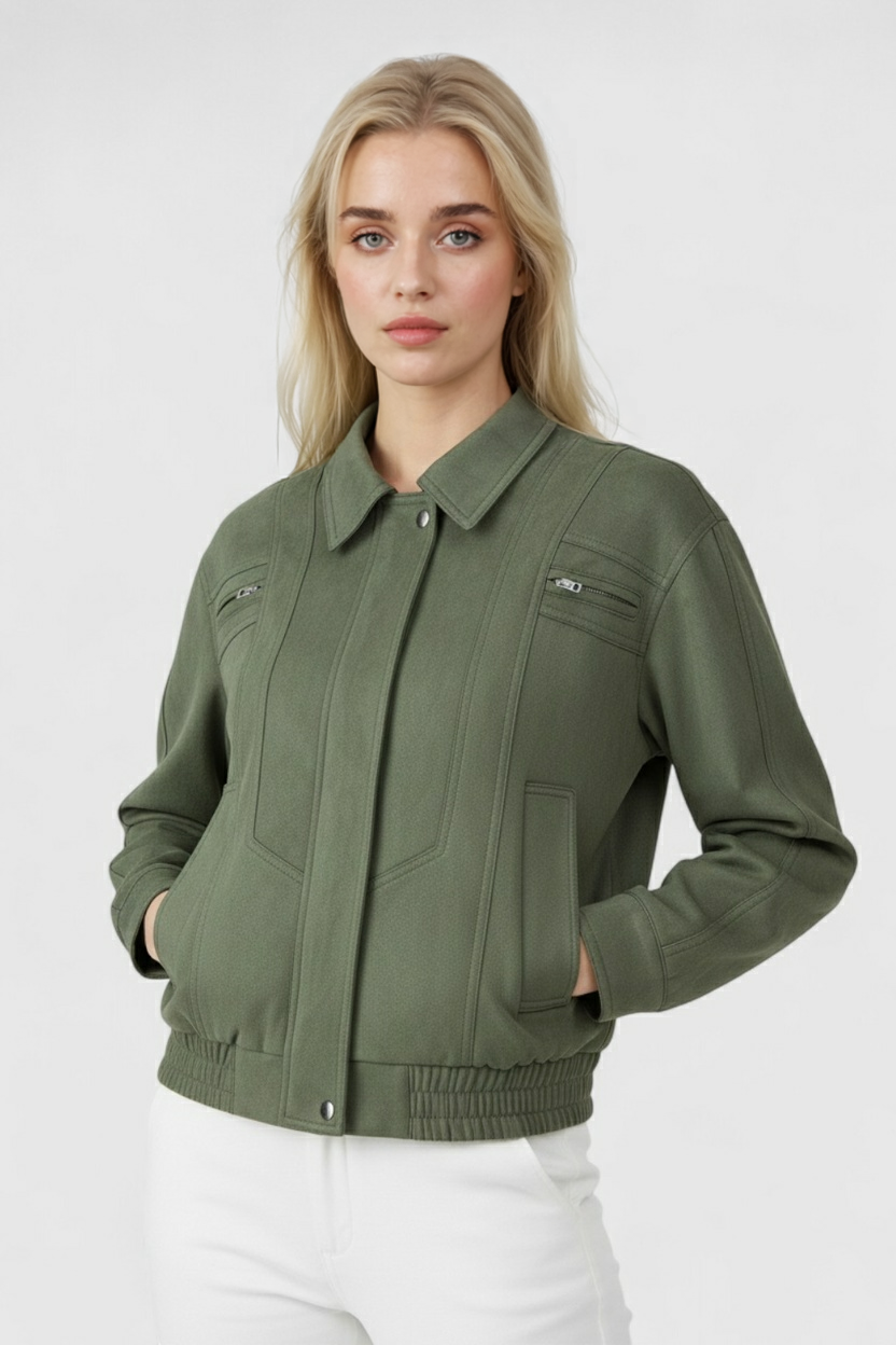 Victoria | Elegant Green Bomber Jacket with Timeless Style - Lumina