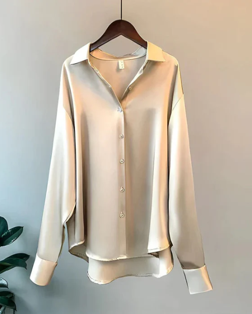 Victoria | Elegant White Button Down Blouse with Relaxed Fit - Lumina