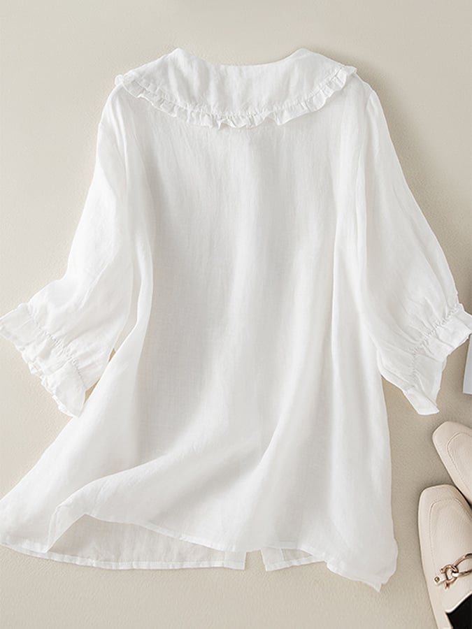 Victoria | Relaxed Fit Ruffle Collar Top for Effortless Summer Style - Lumina