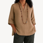 Victoria | Relaxed Linen Tunic Top with Minimalist Design - Lumina