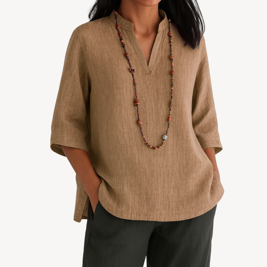 Victoria | Relaxed Linen Tunic Top with Minimalist Design - Lumina