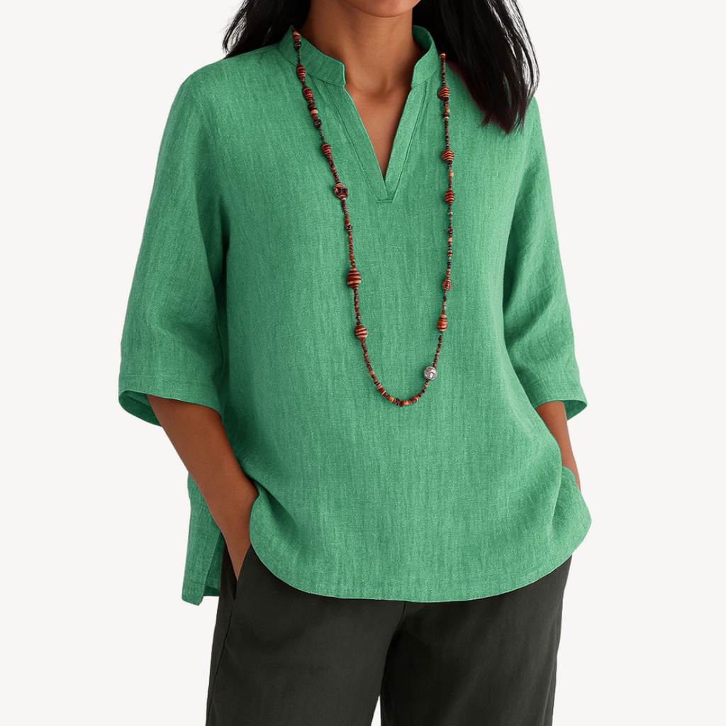 Victoria | Relaxed Linen Tunic Top with Minimalist Design - Lumina