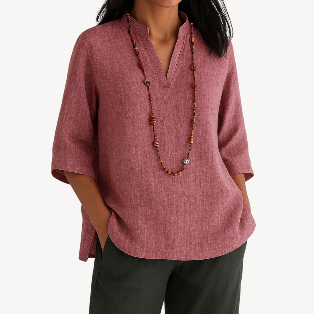 Victoria | Relaxed Linen Tunic Top with Minimalist Design - Lumina