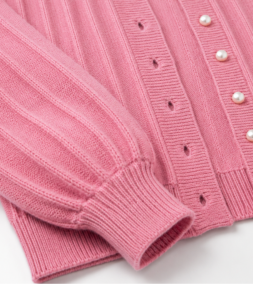 Sophia | Cozy Pink Knit Cardigan with Open Front - Lumina