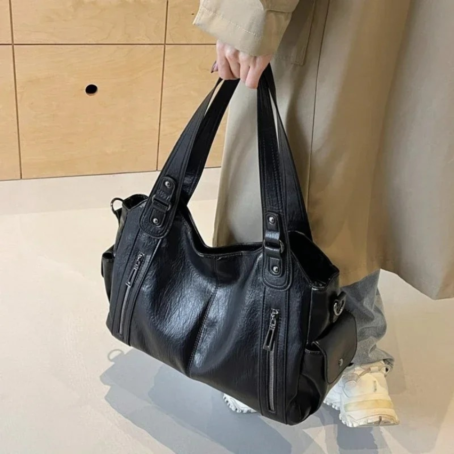 Amber | Elegant Black Shoulder Bag with Functional Design - Lumina