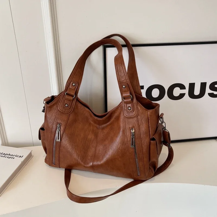 Amber | Elegant Black Shoulder Bag with Functional Design - Lumina