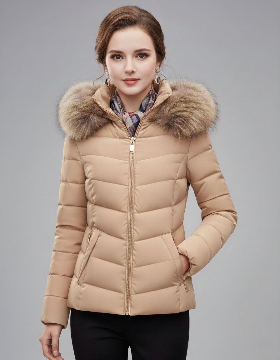 Amelia | Sleek Longline Puffer Coat with Faux-Fur Hood - Lumina