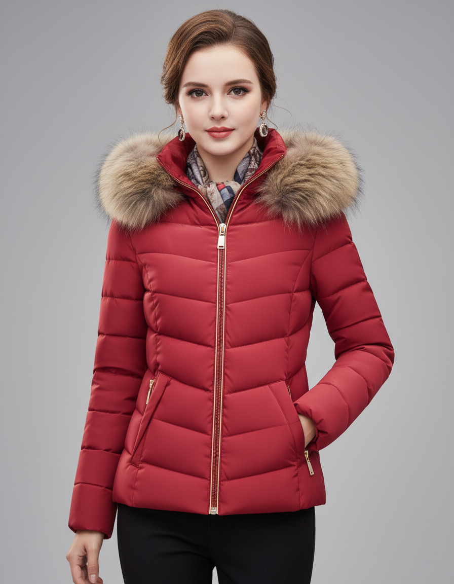 Amelia | Sleek Longline Puffer Coat with Faux-Fur Hood - Lumina