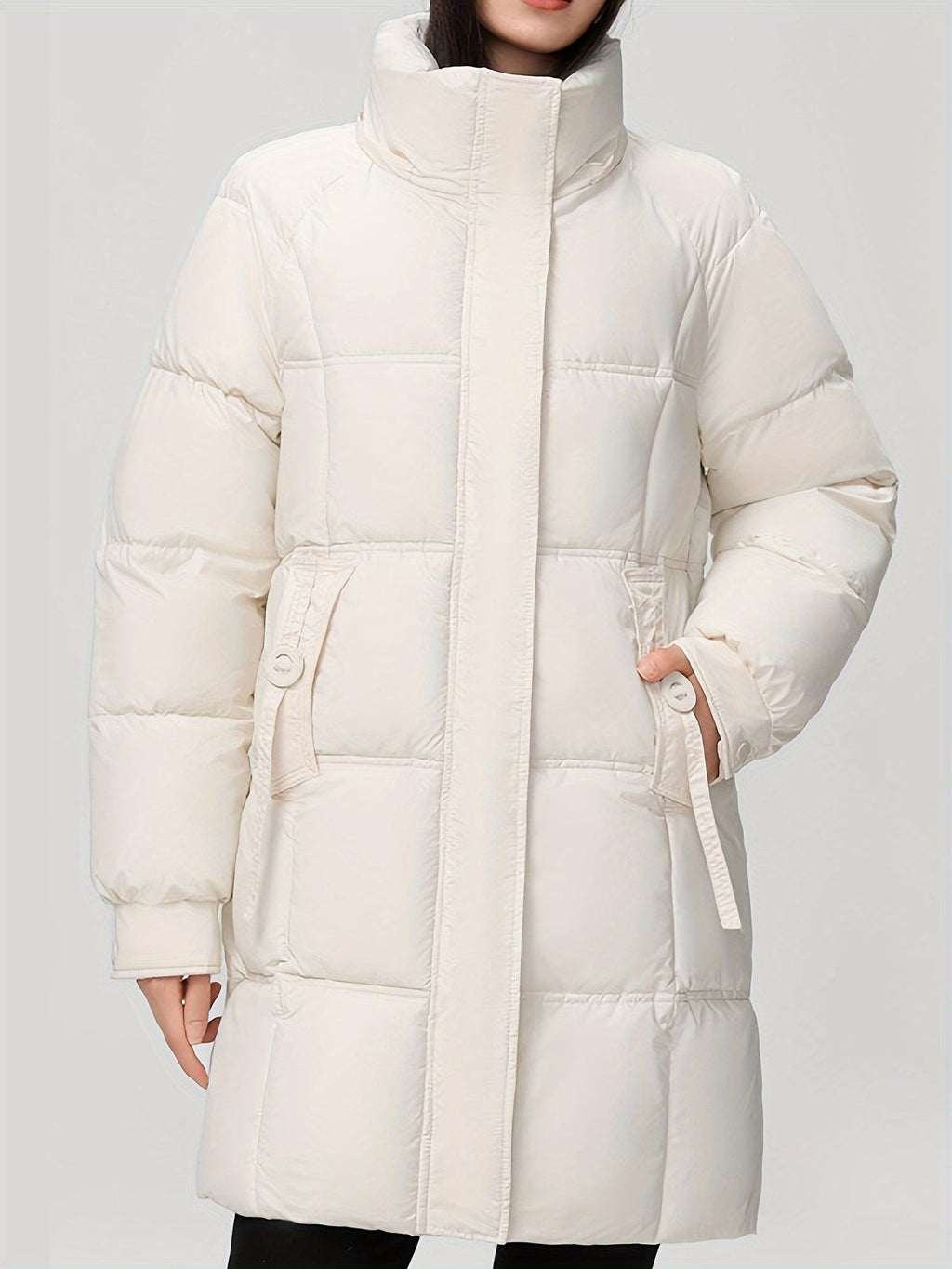 Amelia | Stylish Hooded Longline Puffer Coat with Belt - Lumina
