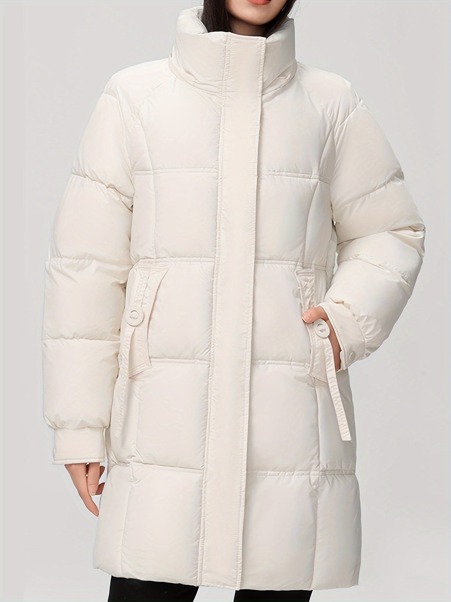 Amelia | Stylish Hooded Longline Puffer Coat with Belt - Lumina