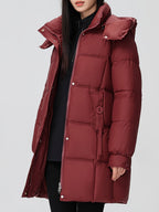 Amelia | Stylish Hooded Longline Puffer Coat with Belt - Lumina