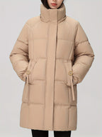 Amelia | Stylish Hooded Longline Puffer Coat with Belt - Lumina