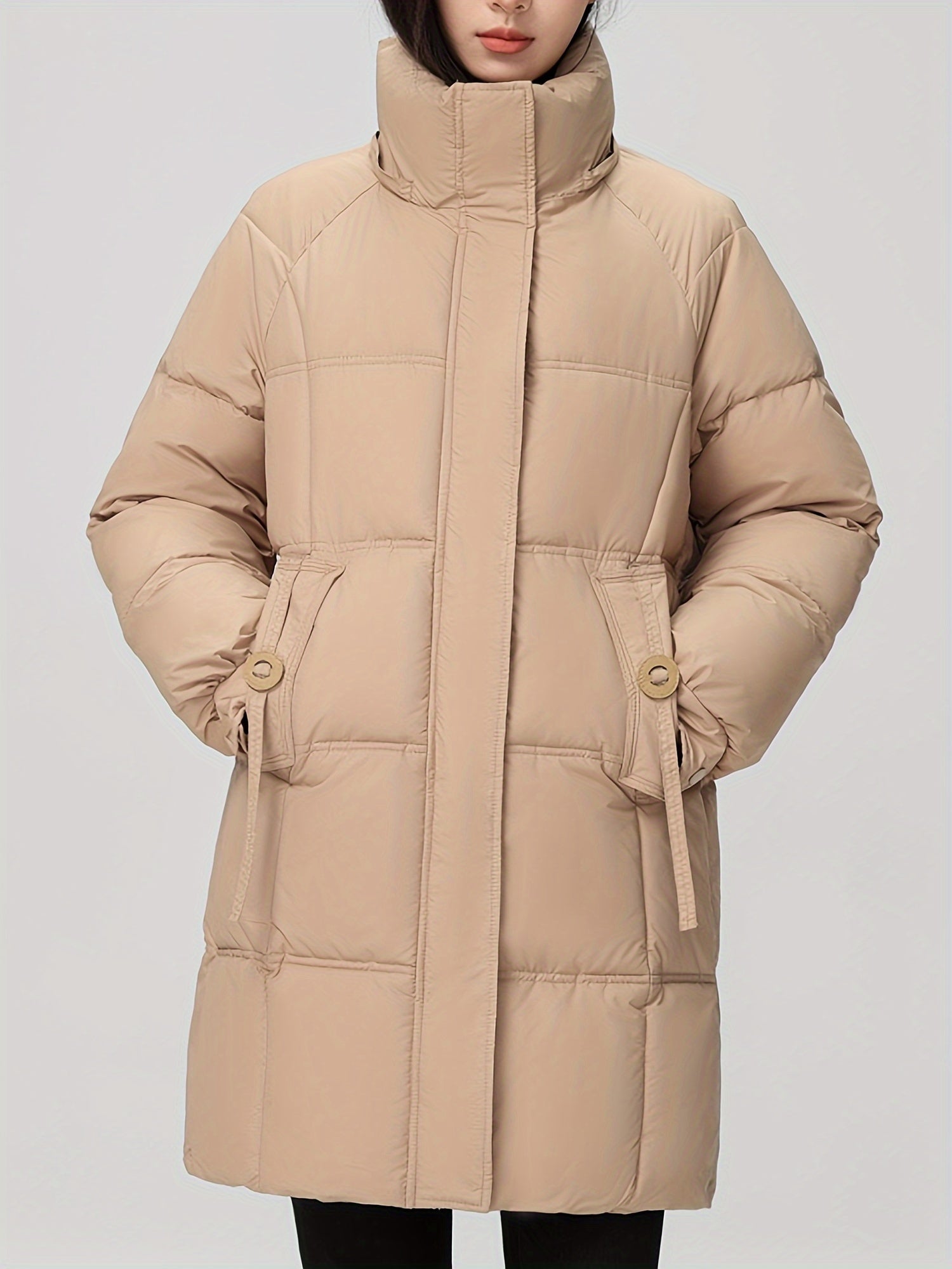 Amelia | Stylish Hooded Longline Puffer Coat with Belt - Lumina