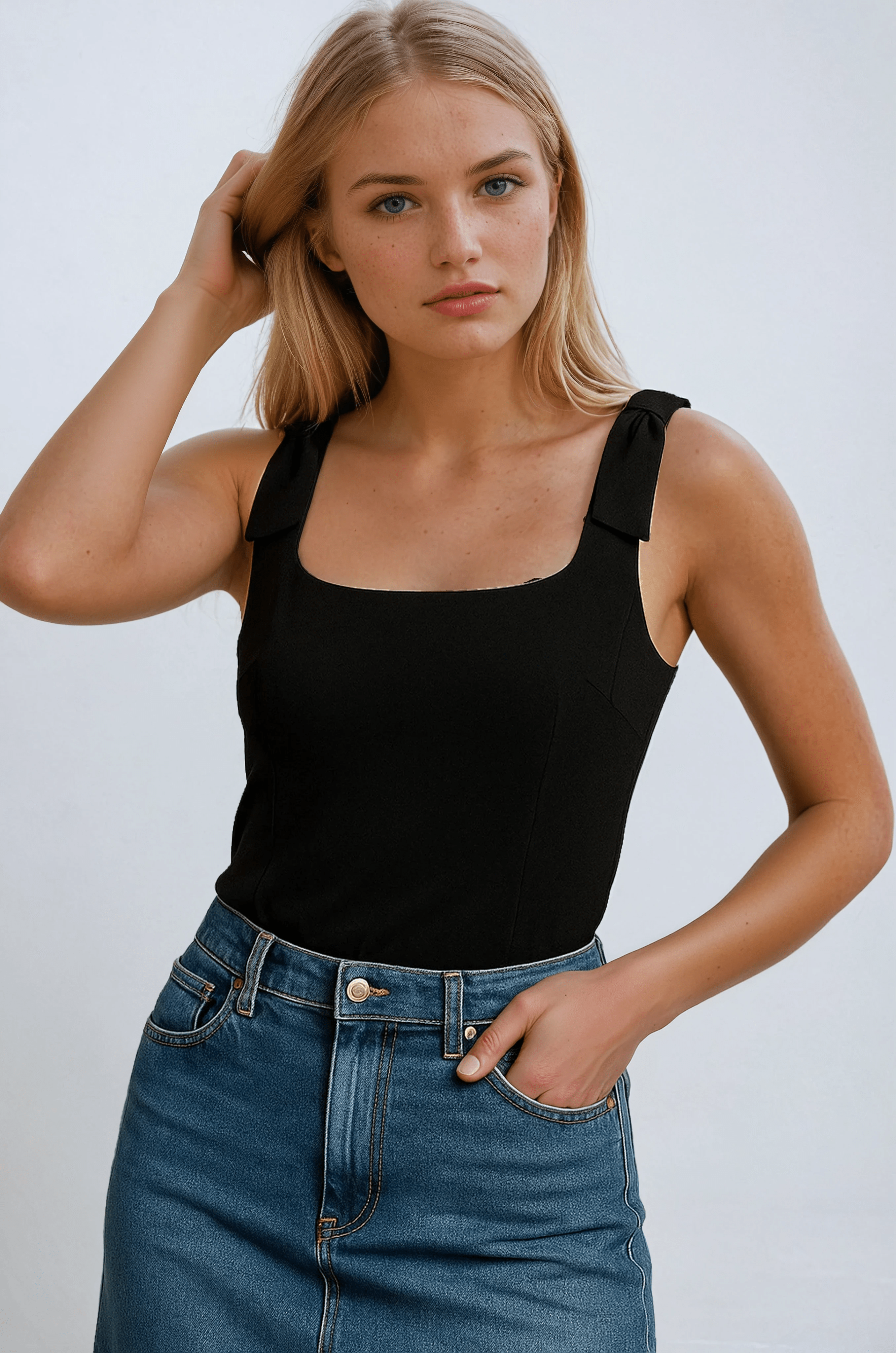 Amelie | Elegant Bow-Detail Camisole with Zipper Closure - Lumina