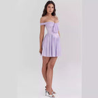 Aria | Off Shoulder Mini Dress Bow Front - Lumina