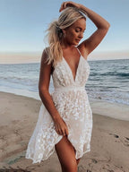 Aria | Spaghetti Strap Dress Deep V-Neck - Lumina