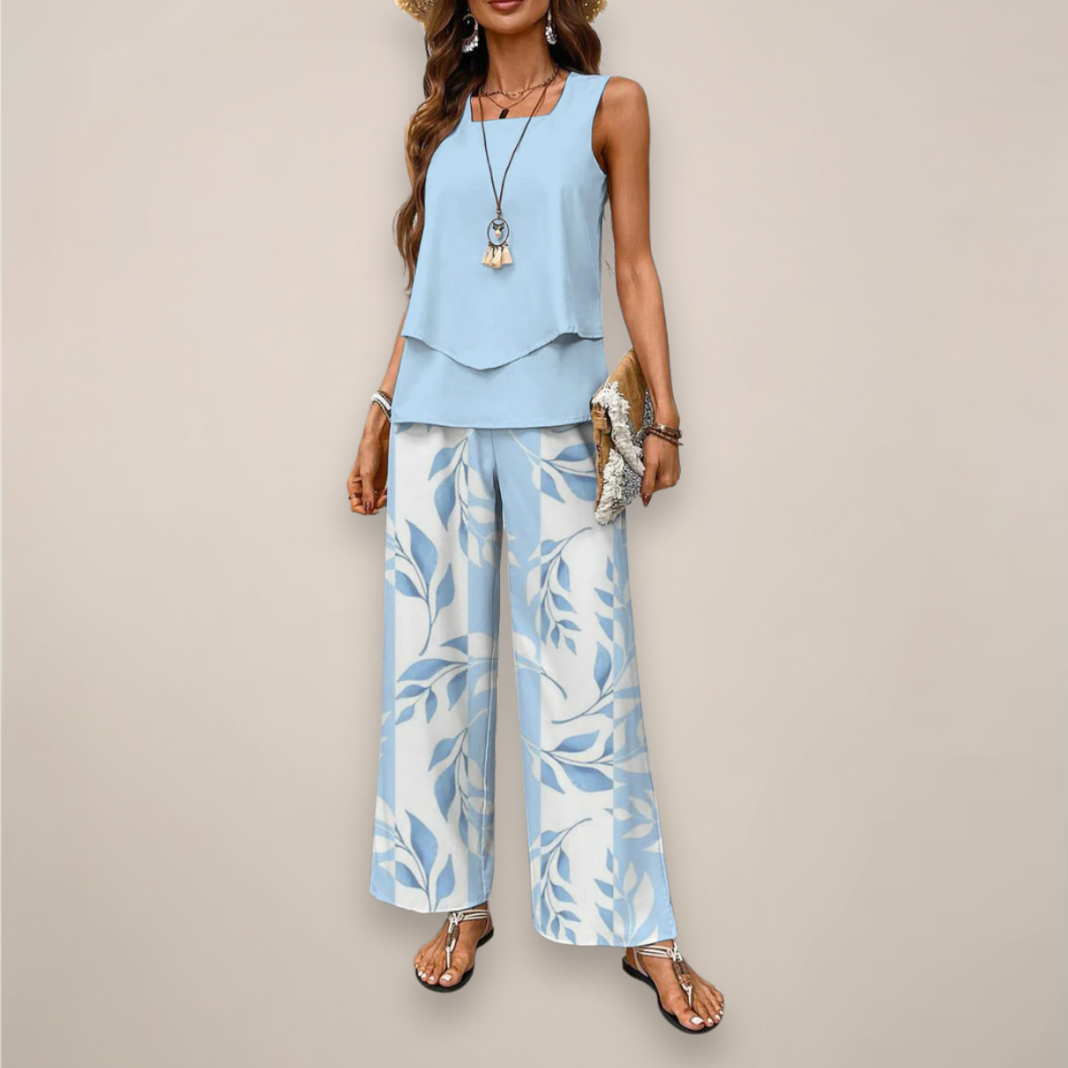 Ava | Vibrant Printed Wide-Leg Set with Relaxed Fit - Lumina