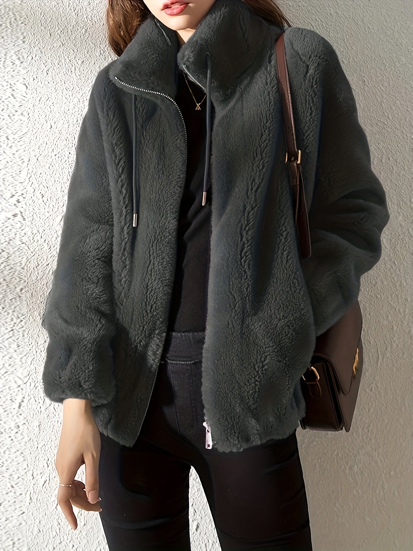 Beatrice | Plush Cozy Teddy Fleece Jacket with High Collar - Lumina