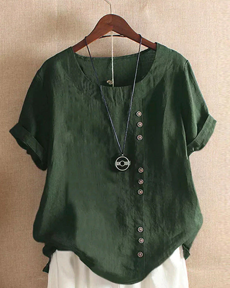 Beatrice | Relaxed Casual Blouse with Button Detail - Lumina