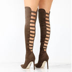 Bella | Daring Cutout Black High Heel Boots for Women - Lumina