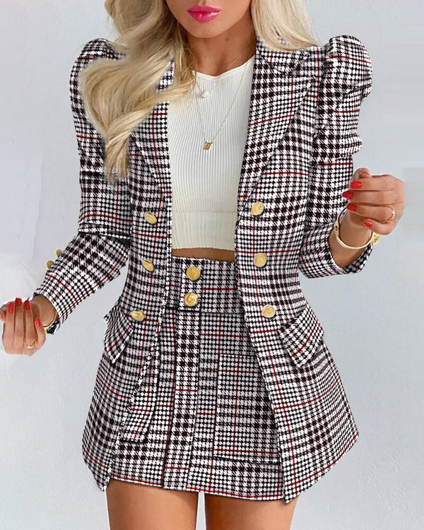 Bella | Tailored Floral Blazer and Skirt Set - Lumina