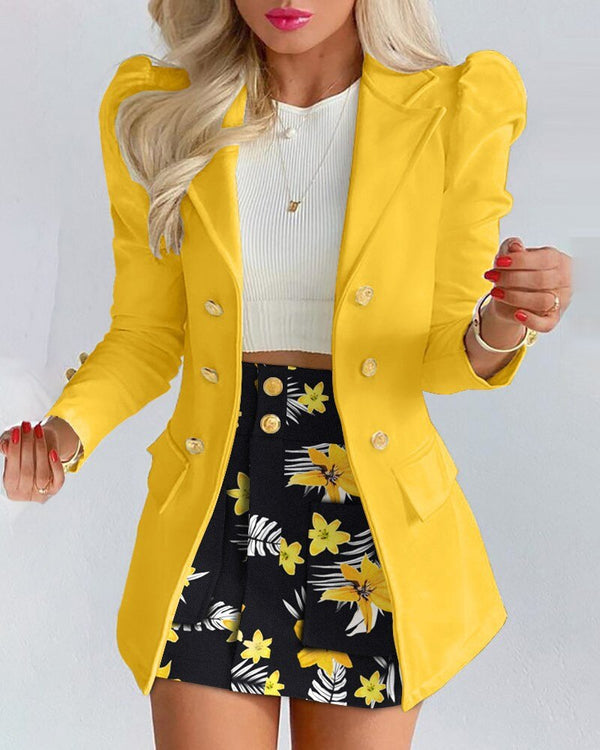Bella | Tailored Floral Blazer and Skirt Set - Lumina