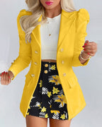 Bella | Tailored Floral Blazer and Skirt Set - Lumina