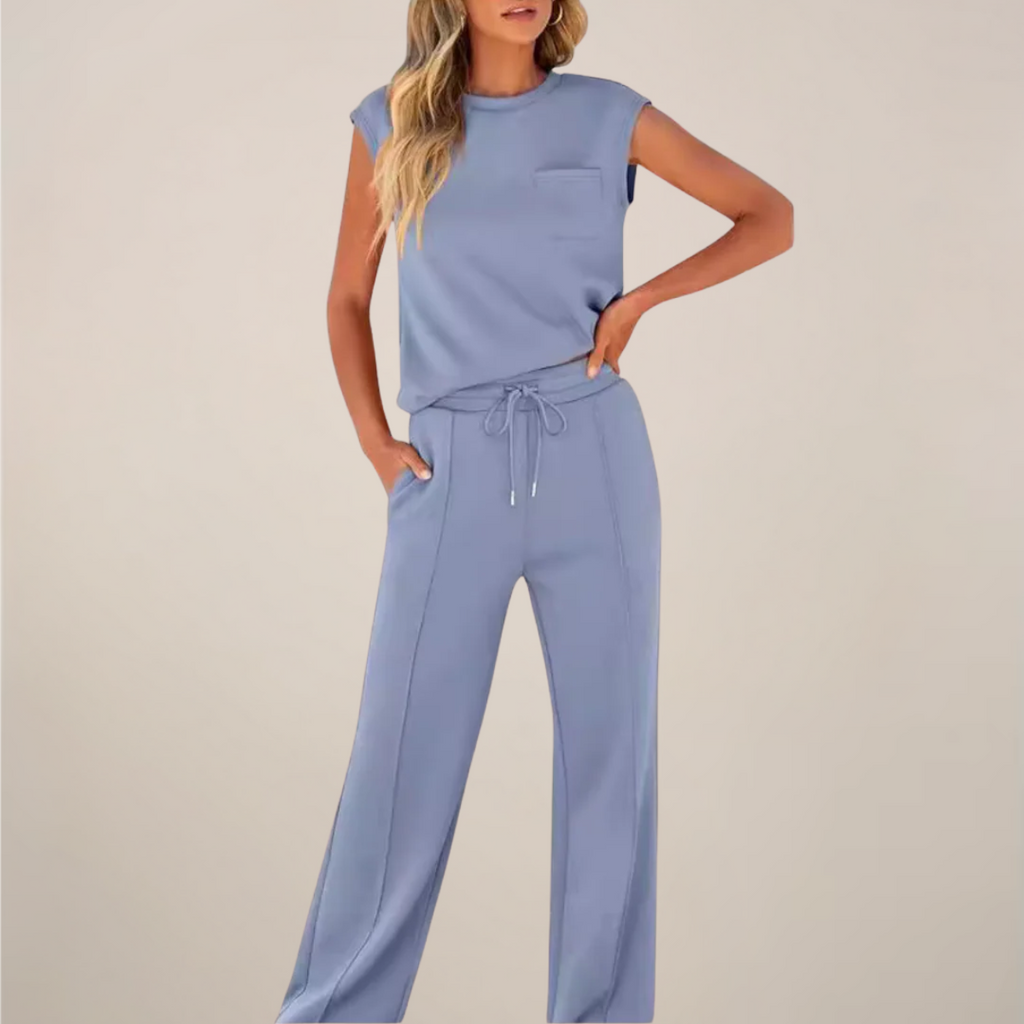 Charlotte | Relaxed Fit Two Piece Pants Set with Drawstring - Lumina