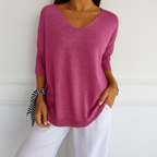 Clara | Relaxed V-Neck Sweater with Minimalist Design - Lumina