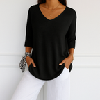 Clara | Relaxed V-Neck Sweater with Minimalist Design - Lumina
