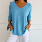 Clara | Relaxed V-Neck Sweater with Minimalist Design - Lumina