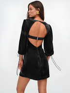 Crimson Dawn | Mini Dress Velvet Puff - Lumina