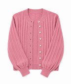 Sophia | Cozy Pink Knit Cardigan with Open Front - Lumina