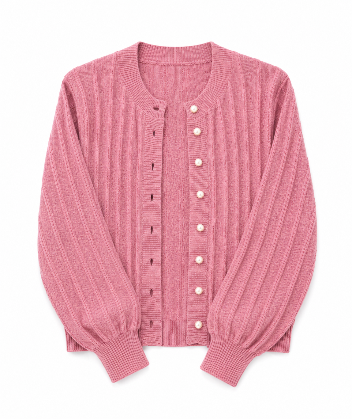 Sophia | Cozy Pink Knit Cardigan with Open Front - Lumina