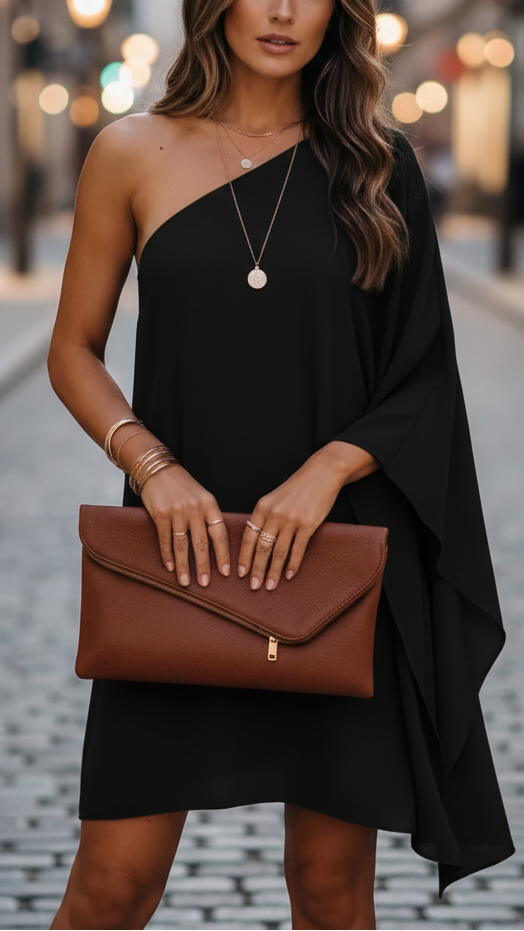Eclipse Nightfall | One-Shoulder Draped Mini Dress – Lumina