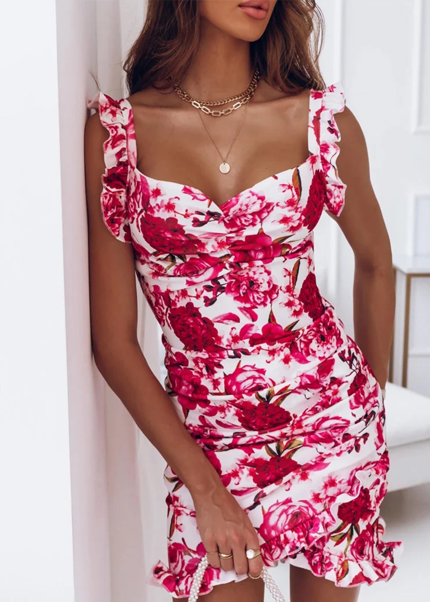 Elara | Bodycon Dress V-Neck Ruched Bust - Lumina
