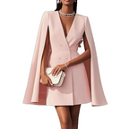 Elara | Double-Breasted Cape Mini Dress - Lumina