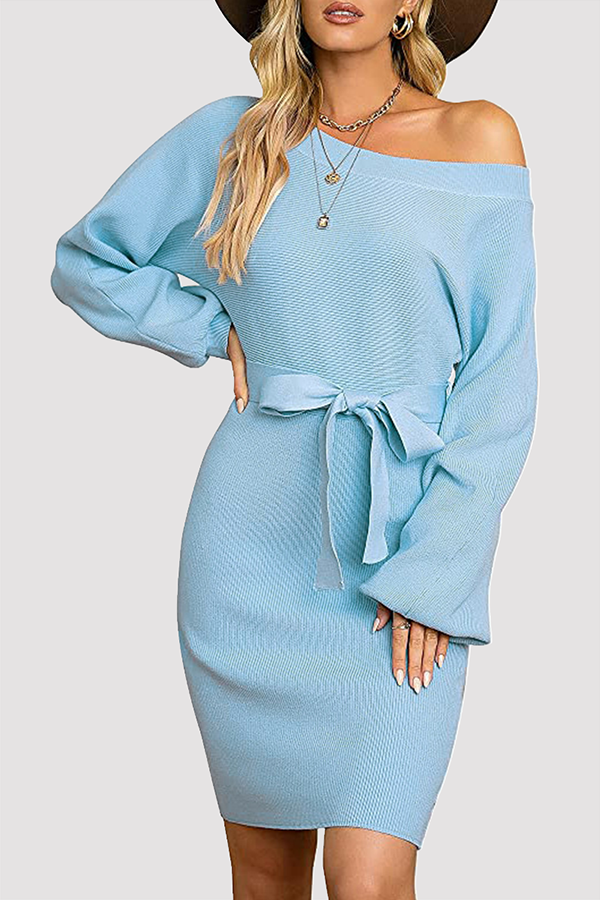 Elara | Knit Sweater Dress Ribbed - Lumina