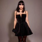 Elara | Velvet A-Line Mini Dress - Lumina